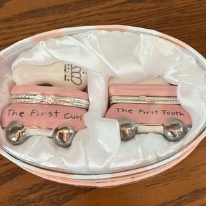 First tooth and first curl ceramic keepsake boxes